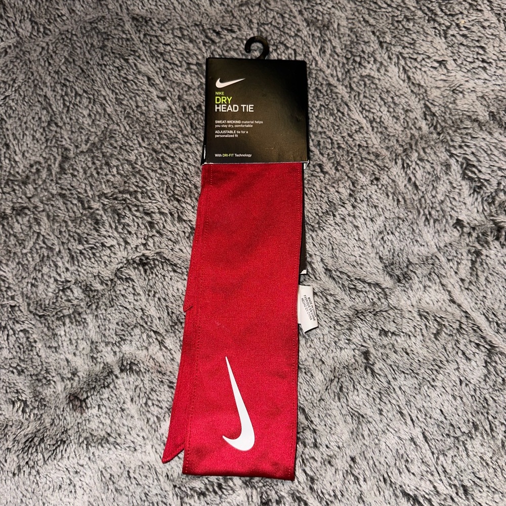 Nike Red Sports Head Tie with White Logo
